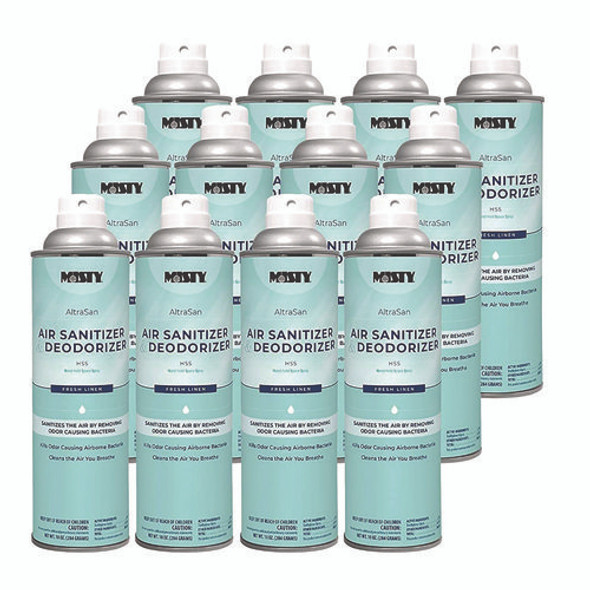 Handheld Air Sanitizer/Deodorizer, Fresh Linen, 10 oz Aerosol Spray, 12/Carton