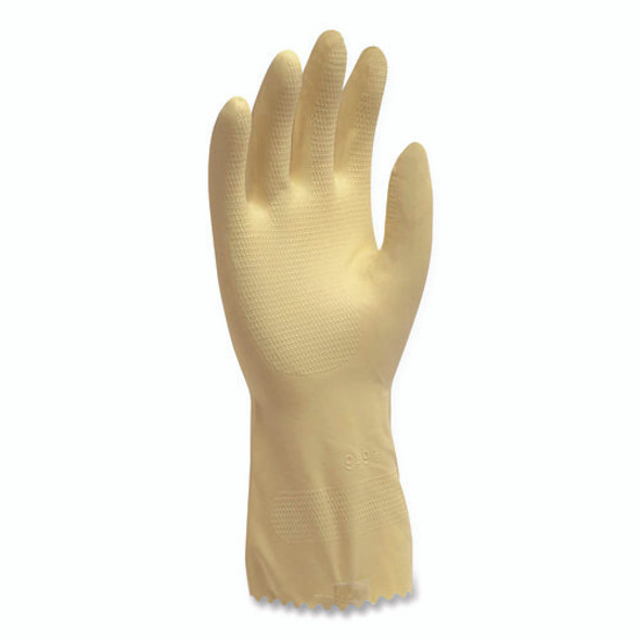 Pro L6500 Series Flock-Lined Latex Gloves, 12" Long, 15 mil, Large, Yellow, 12 Pairs