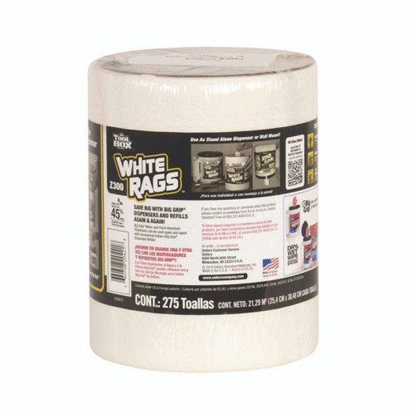 Z300 Wipers Big Grip Refill, 1-Ply, 10 x 12, White, 6/Carton