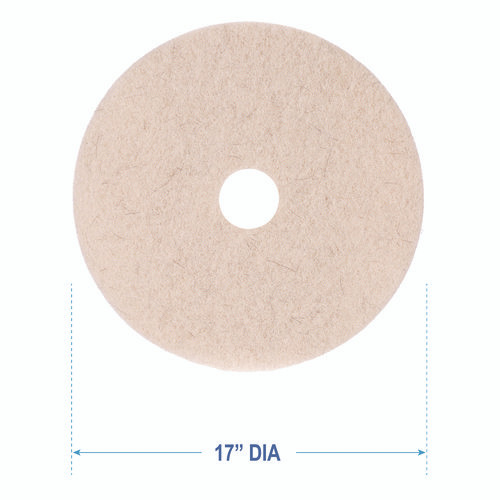 Natural Hog Hair Burnishing Floor Pads, 17" Diameter, Tan, 5/Carton