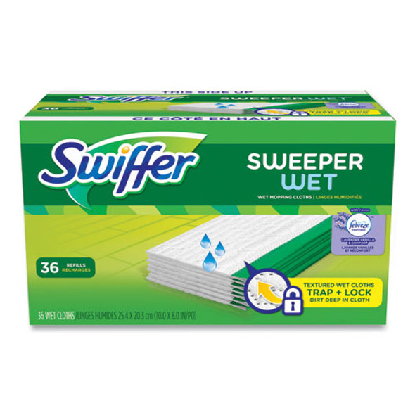 Wet Refill Cloths, 10 x 8, Lavender Vanilla and Comfort, White, 36/Carton