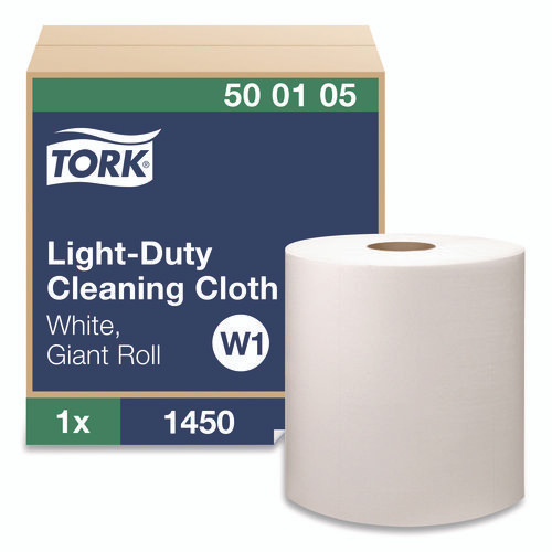 Light Duty Cleaning Cloth, Giant Roll, 1-Ply, 9 x 12.4, White, 1,450 Sheet Roll/Carton