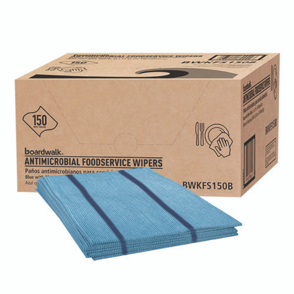 Antimicrobial Foodservice Wipers, 1-Ply, 12 x 21, Blue, 150/Carton