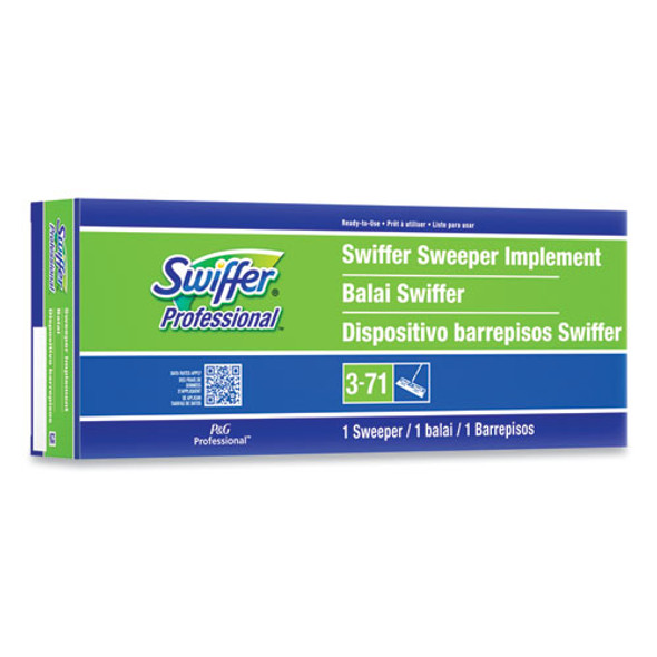 Sweeper Mop, 10 x 4.8 White Cloth Head, 46" Green/Silver Aluminum/Plastic Handle, 3/Carton