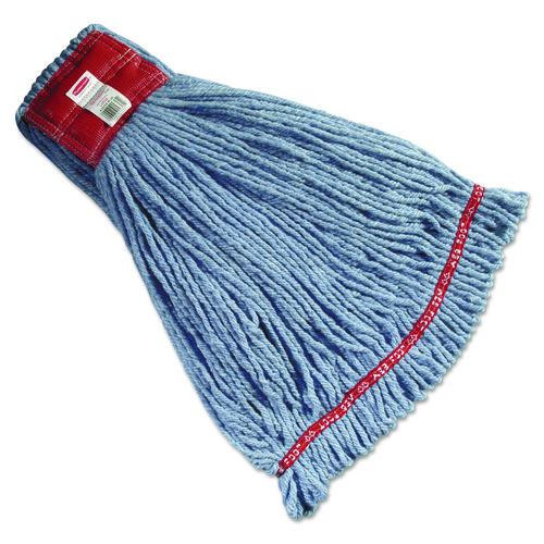 Web Foot Wet Mop Heads, Shrinkless, Cotton/Synthetic, Blue, Large