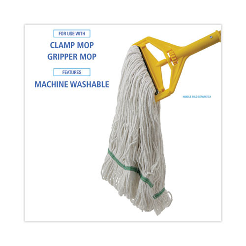 Narrowband Looped-End Mop Head, Premium Standard Head, Cotton/Rayon Fiber, Medium, White