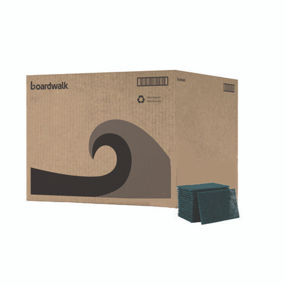 Heavy-Duty Scouring Pad, 6 x 9, Green, 15/Carton