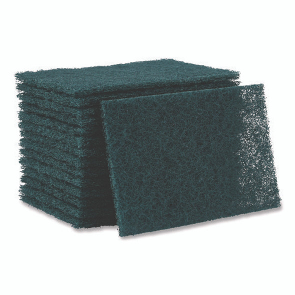 Heavy-Duty Scouring Pad, 6 x 9, Green, 15/Carton