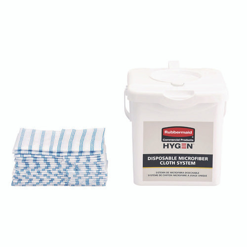 Disposable Microfiber Cleaning Cloths, 12 x 12, White/Blue Stripe, 600/Carton