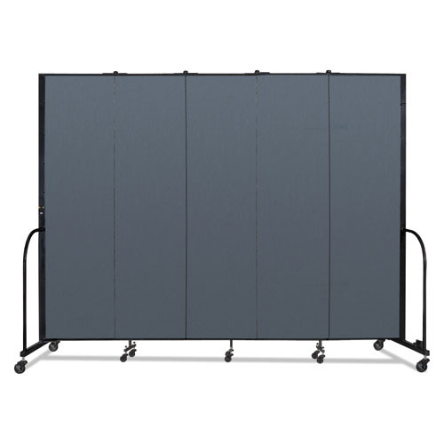 Portable Room Divider, 9 ft 5" x 0.75" x 7 ft 4", Vinyl/Fiberglass/Steel, Blue