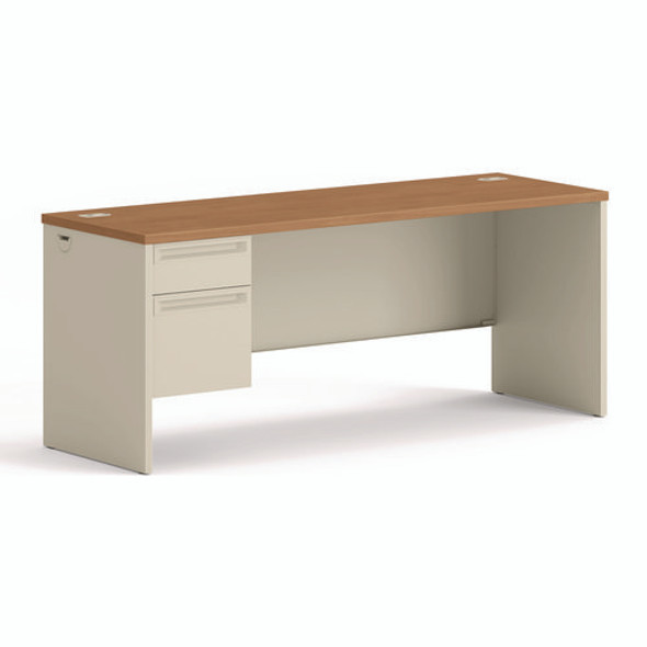38000 Series Left Pedestal Credenza, 72w x 24d x 29.5h, Harvest/Putty