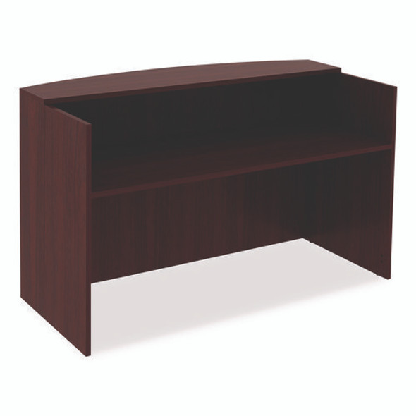 Alera Valencia Series Reception Desk with Transaction Counter, 71" x 35.5" x 29.5" to 42.5", Mahogany