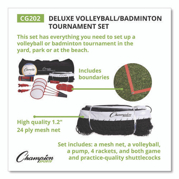Deluxe Volleyball/Badminton Tournament Set, (4) Rackets/(2) Shuttlecocks/(2) Birdies/Net/Pump/Volleyball