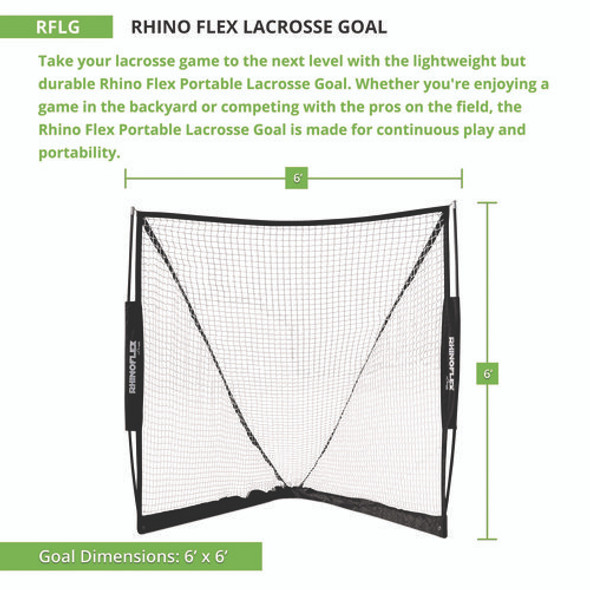 Rhino Flex Lacrosse Goal, 6 ft x 6 ft, 1" dia Frame
