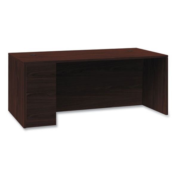 10500 Series Single Pedestal Desk, Left Pedestal: Box/Box/File, 66" x 30" x 29.5", Mahogany