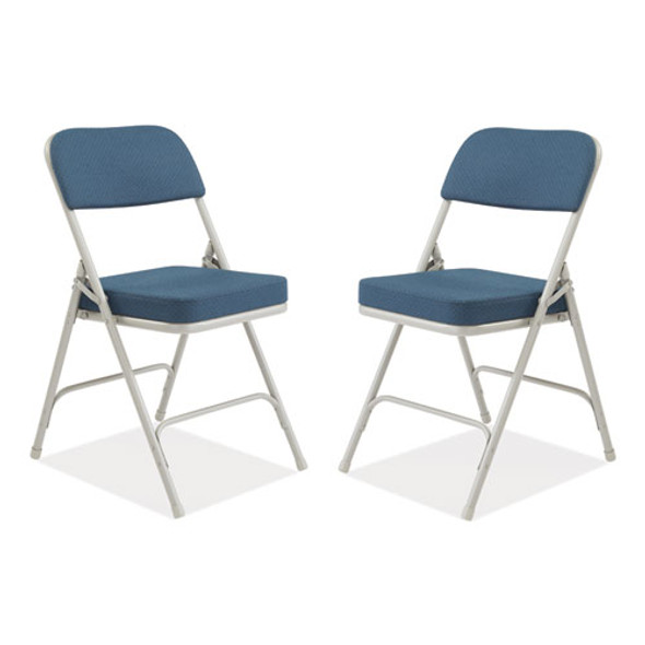 3200 Series Fabric Dual-Hinge Folding Chair, Supports Up to 300 lb, Regal Blue Seat, Regal Blue Back, Gray Base, 2/Carton