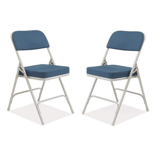 3200 Series Fabric Dual-Hinge Folding Chair, Supports Up to 300 lb, Regal Blue Seat, Regal Blue Back, Gray Base, 2/Carton