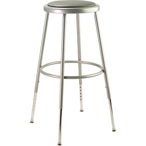 6400 Series Height Adjustable Heavy Duty Vinyl Padded Steel Stool, Supports 500 lb, 25" to 33" Seat Height, Gray Seat/Base