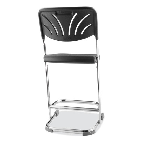 6600 Series Elephant Z-Stool With Backrest, Supports Up to 500 lb, 22" Seat Height, Black Seat, Black Back, Chrome Frame