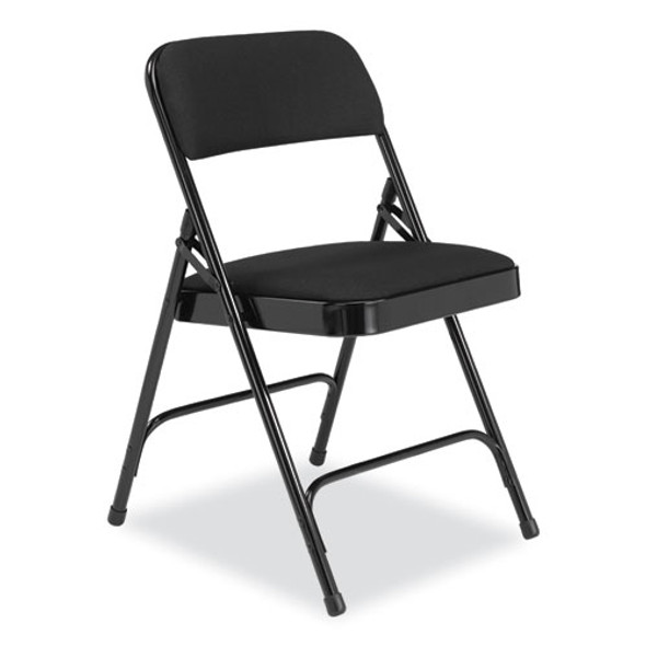 2200 Series Fabric Dual-Hinge Folding Chair, Supports 500 lb, Midnight Black Seat/Back, Black Base, 4/Carton