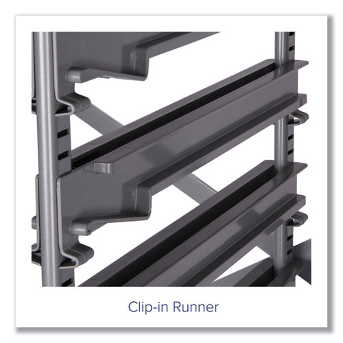 Callero Plus Treble Column Trolley Set 16, Metal, 1 Shelf, 6 F2 Deep Bins, 40.6" x 17.3" x 41.5", Silver/Royal Blue