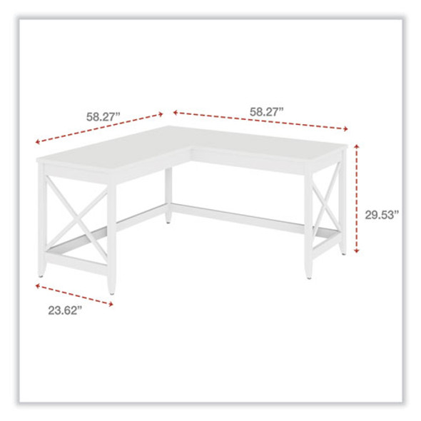 L-Shaped Farmhouse Desk, 58.27" x 58.27" x 29.53", White