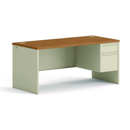 38000 Series Right Pedestal Desk, 66" x 30" x 29.5", Harvest/Putty