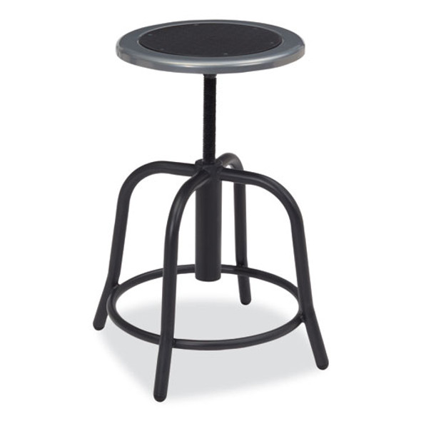 6800 Series Height Adjustable Metal Seat Swivel Stool, Supports Up to 300 lb, 18" to 24" Seat Height, Black Seat/Base