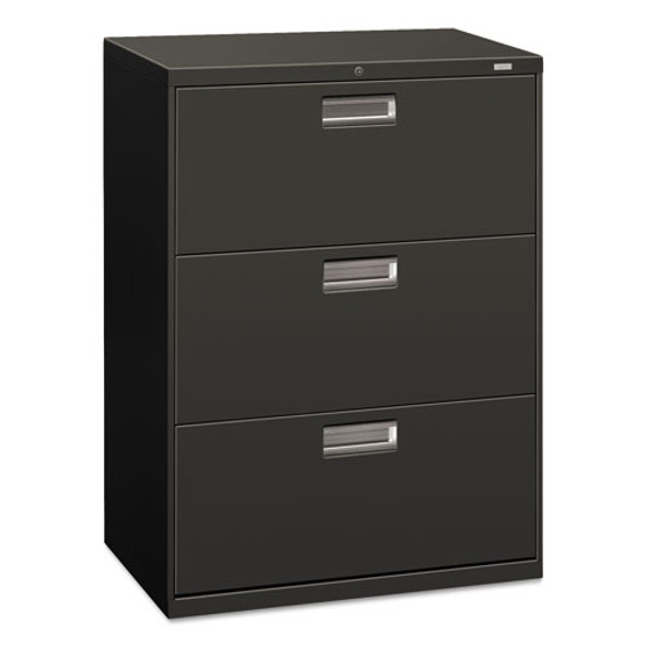 Brigade 600 Series Lateral File, 3 Legal/Letter-Size File Drawers, Charcoal, 30" x 18" x 39.13"