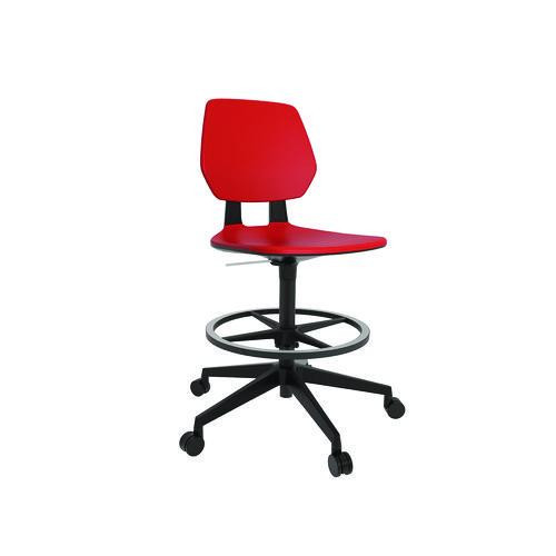 Commute Extended Height Task Chair, Supports Up to 275 lb, 18.25" to 22.25" Seat Height, Red/Black