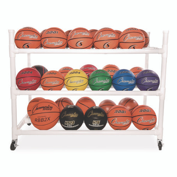 30 Basketball Heavy-Duty Cart, Heavy-Duty Plastic, 176 lb Capacity, 19 x 55 x 45, White 30 Basketball Heavy-Duty Cart, Heavy-Duty Plastic, 176 lb Capacity, 19 x 55 x 45, White