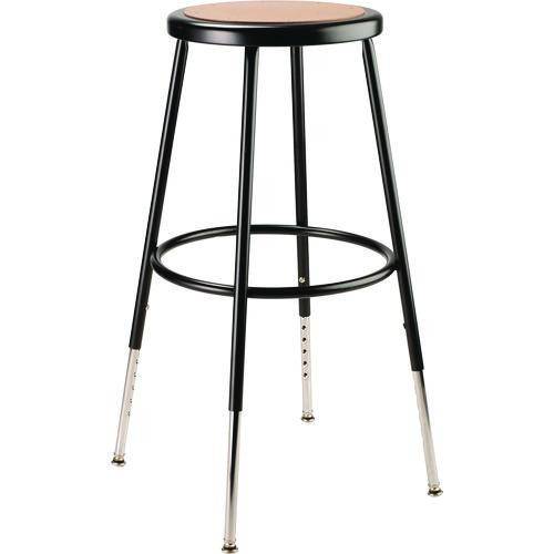 6200 Series Height Adjustable Heavy Duty Steel Stool, Backless, Supports 500lb, 25" to 33" Seat Height, Brown Seat/Black Base