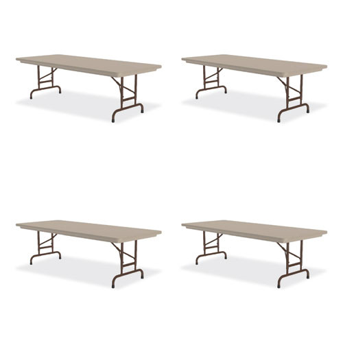 Adjustable Folding Tables, Rectangular, 60" x 30" x 22" to 32", Mocha Granite Top, Brown Legs, 4/Pallet