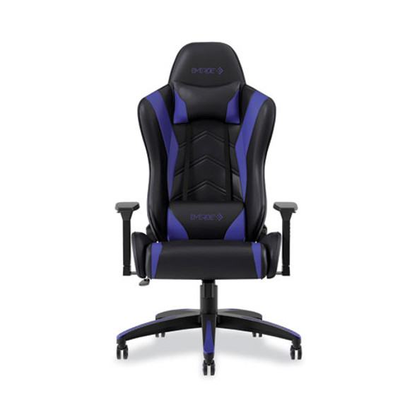 Vartan Bonded Leather Gaming Chair, Supports Up to 275 lbs, Blue/Black Seat, Blue/Black Back, Black Base