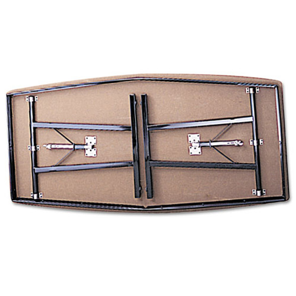 Economy Conference Folding Table, Boat, 96w x 36d x 30h, Walnut/Black