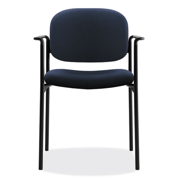VL616 Stacking Guest Chair with Arms, Fabric Upholstery, 23.25" x 21" x 32.75", Navy Seat, Navy Back, Black Base