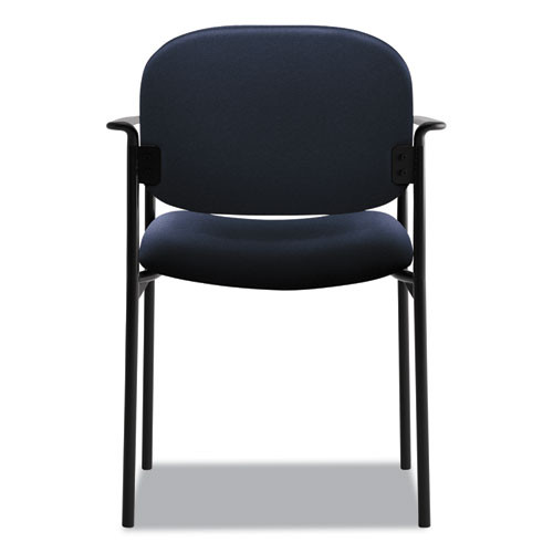 VL616 Stacking Guest Chair with Arms, Fabric Upholstery, 23.25" x 21" x 32.75", Navy Seat, Navy Back, Black Base