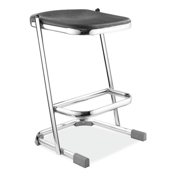 6600 Series Elephant Z-Stool, Backless, Supports Up to 500 lb, 24" Seat Height, Black Seat, Chrome Frame