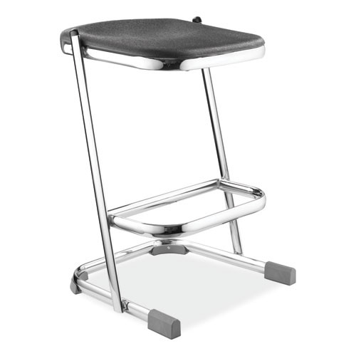 6600 Series Elephant Z-Stool, Backless, Supports Up to 500 lb, 24" Seat Height, Black Seat, Chrome Frame