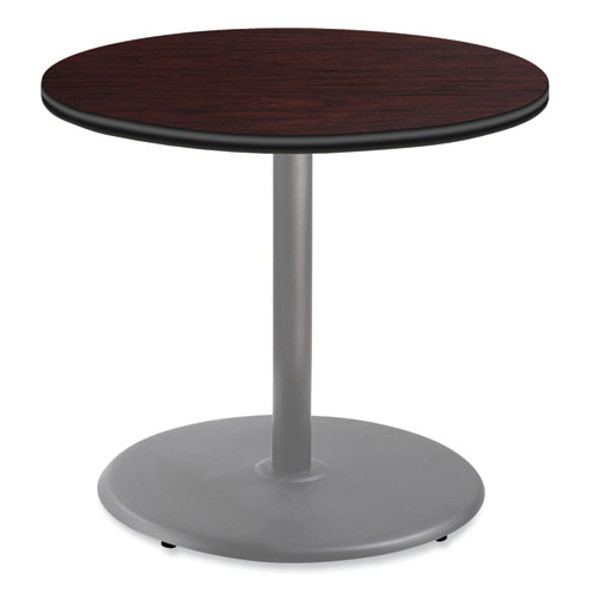 Cafe Table, 36" Diameter x 30h, Round Top/Base, Mahogany Top, Gray Base