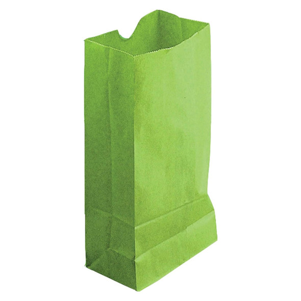 Gusseted Paper Bags, #6 (6" x 3.5" x 11"), Lime Green, 50 Per Pack, 2 Packs