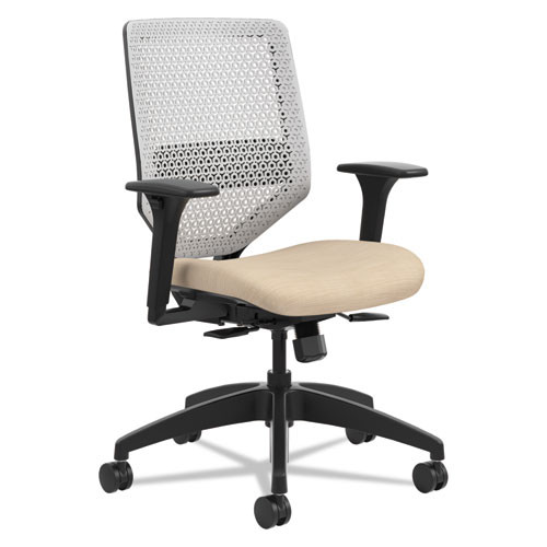 Solve Series ReActiv Back Task Chair, Supports Up to 300 lb, 18" to 23" Seat Height, Putty Seat, Titanium Back, Black Base