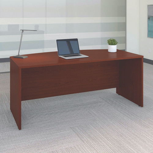 Series C Collection Bow Front Desk, 71.13" x 36.13" x 29.88", Mahogany