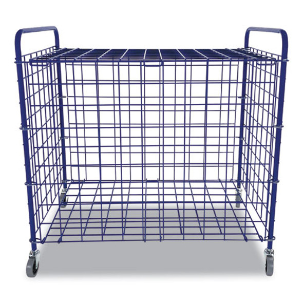 Lockable Ball Storage Cart, Fits Approximately 24 Balls, Metal, 37" x 22" x 20", Blue