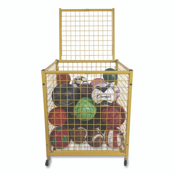 Half Size Lockable Ball Locker, Metal, 132 lb Capacity, 29 x 27 x 31, Yellow