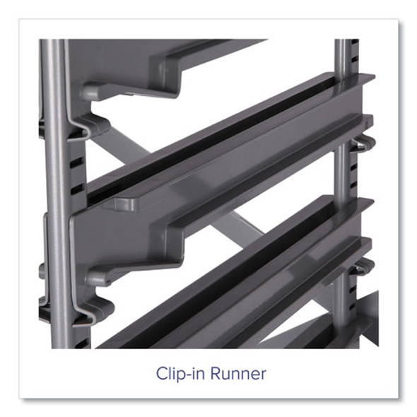 Callero Plus Double Column Trolley Set 13, Metal, 1 Shelf, 8 F2 Deep Bins, 27.4" x 17.3" x 41.5", Silver/Translucent Frost