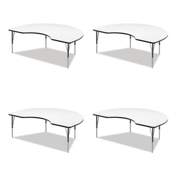 Markerboard Activity Table, Kidney Shape, 72" x 48" x 19" to 29", White Top, Black Legs, 4/Pallet
