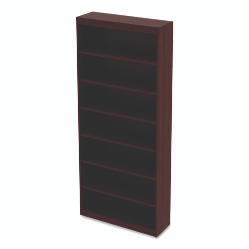 Alera Valencia Series Square Corner Bookcase, Seven-Shelf, 35.63w x 11.81d x 83.86h, Mahogany