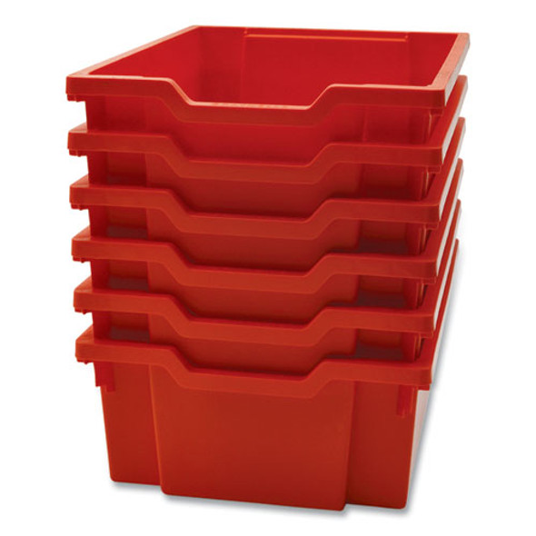 F2 Deep Trays for Gratnells Storage Frames and Trolleys, 3.57 gal Capacity, 12.28" x 16.81" x 6.25", Flame Red, 6/Pack