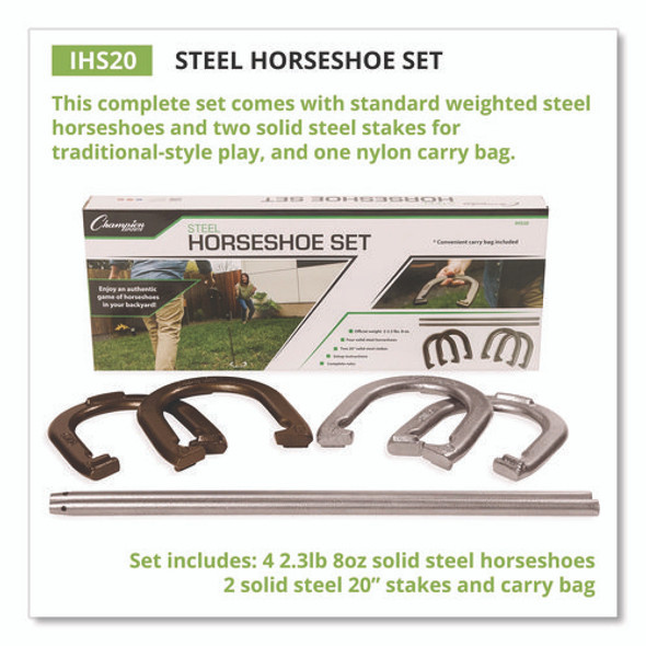 Steel Horseshoe Set, (4) Horseshoes/(2) 20" Stakes/Nylon Carry Bag